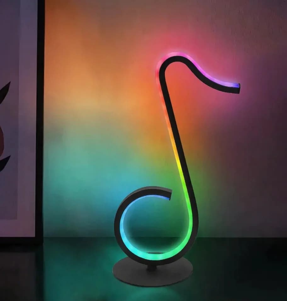 Lámpara de escritorio USB RGB con diseño de nota musical y mando a distancia