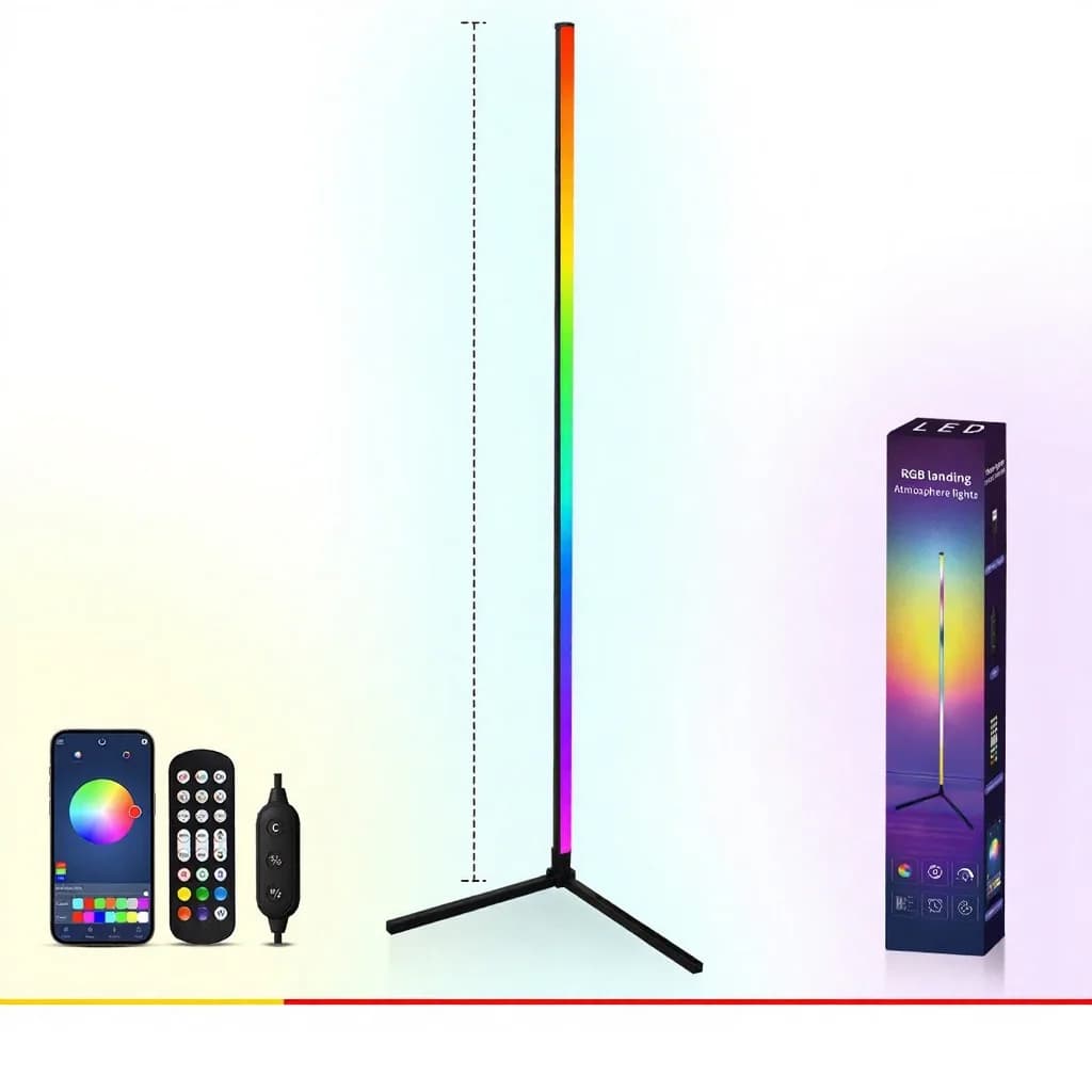 Lámpara de pie RGB con sincronización musical, mando y control por app