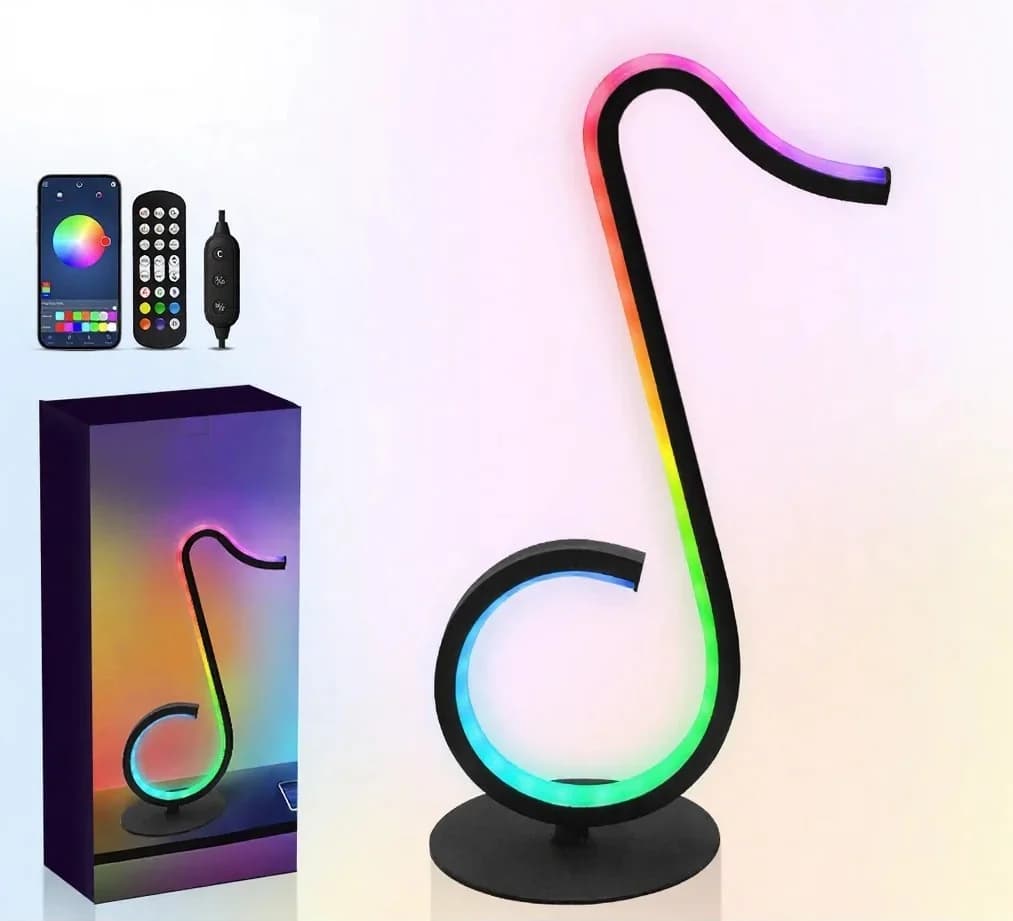 Lámpara de escritorio USB RGB con diseño de nota musical y mando a distancia