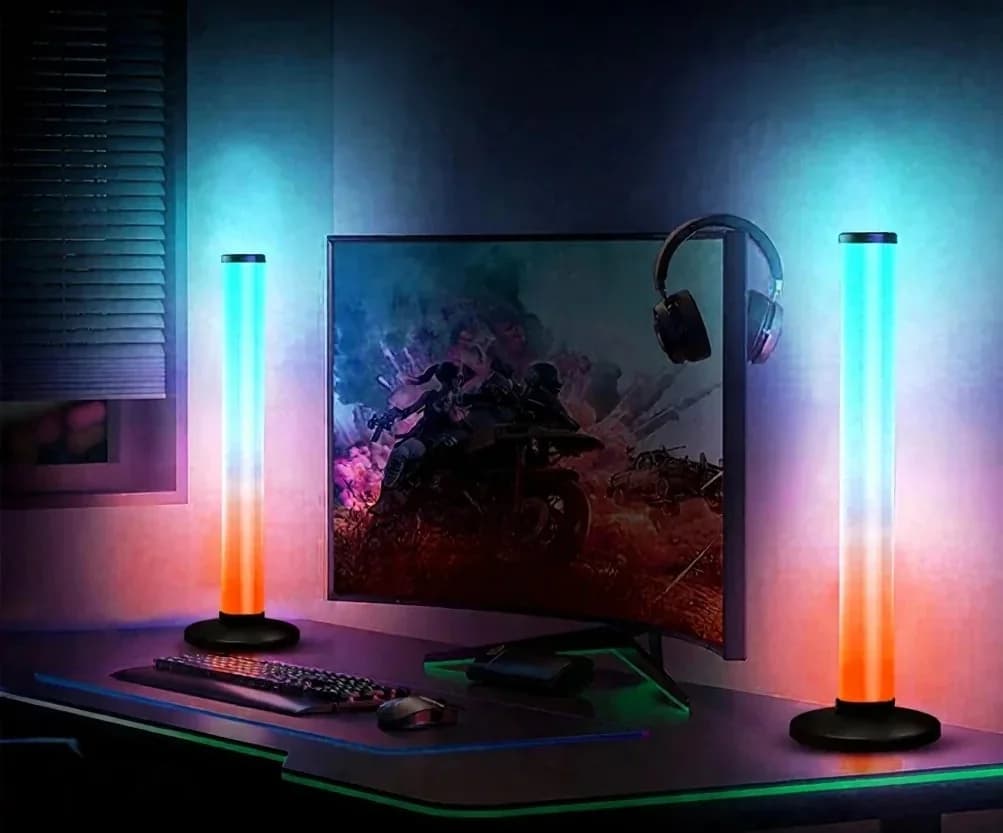 Lámpara de escritorio RGB reactiva al sonido 360° con control por app y mando