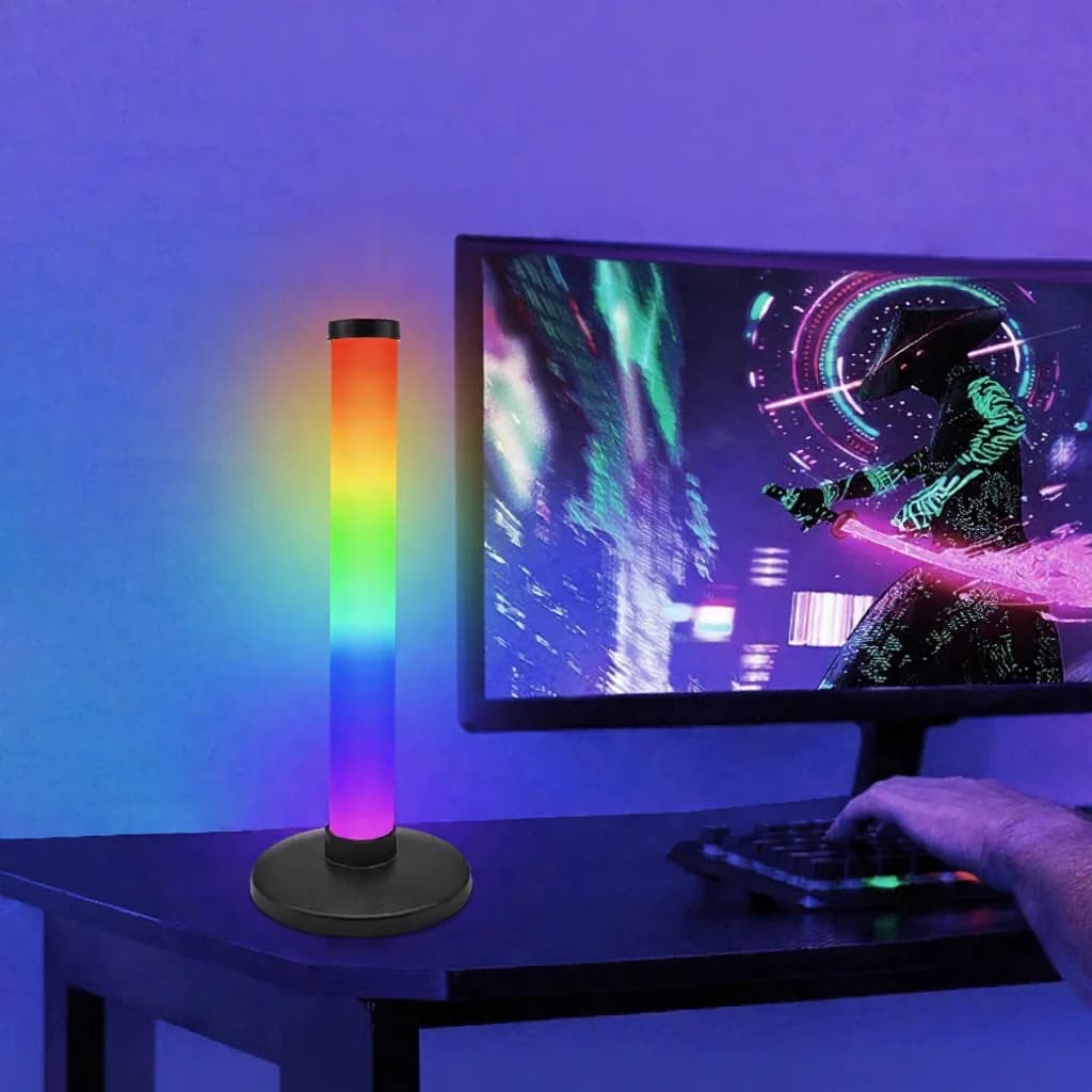 Luz ambiental RGB reactiva al sonido para setup de gaming de escritorio