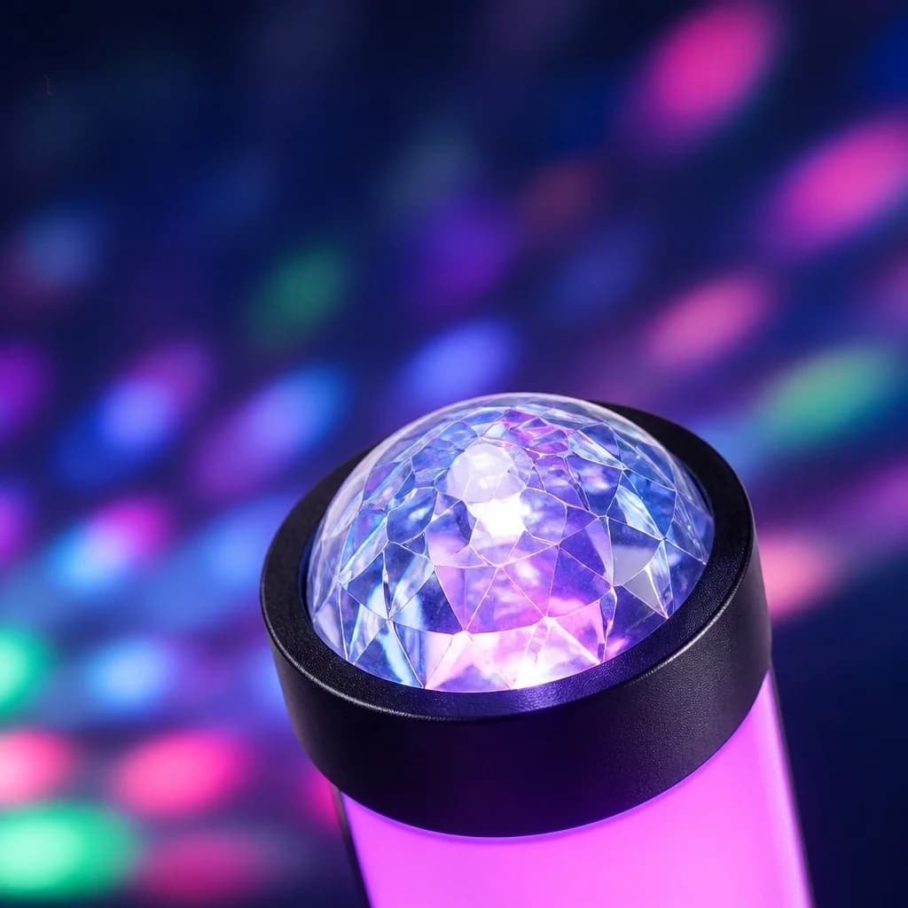 Lámpara de atmósfera con proyección RGB, sincronización musical y mando