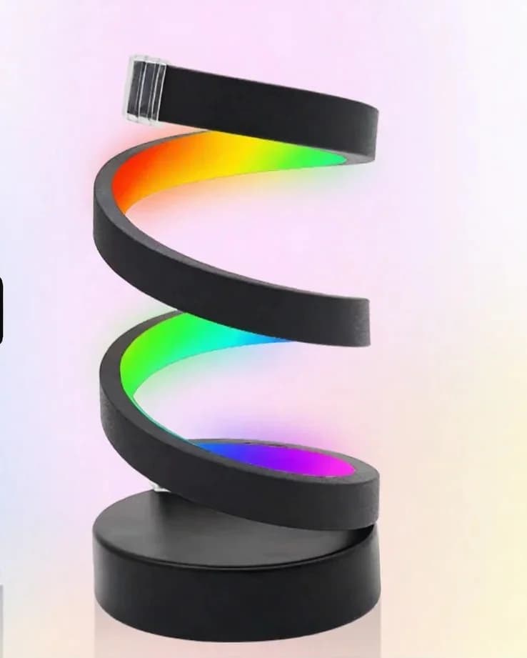 Lámpara ambiental RGB en espiral con luz reactiva al sonido y control por app