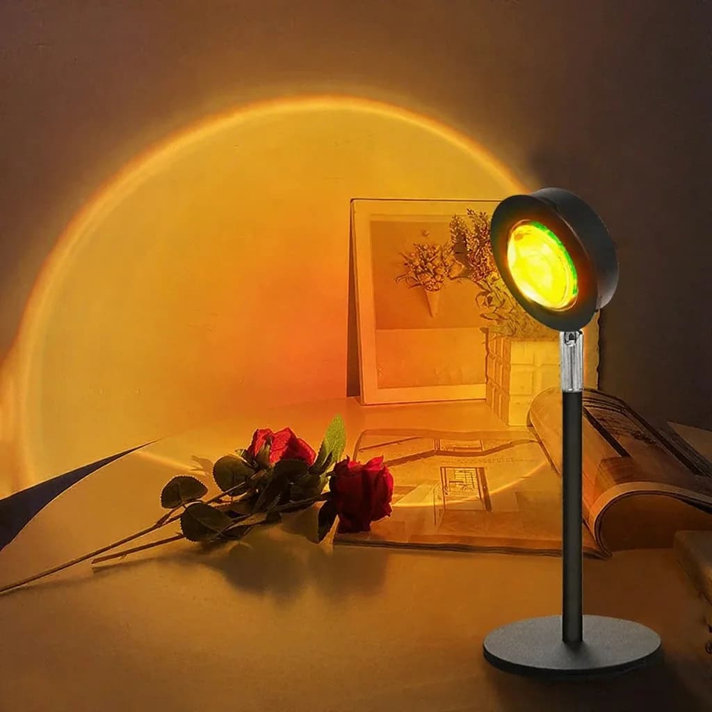Lámpara de proyección USB efecto atardecer RGB para decoración de escritorio
