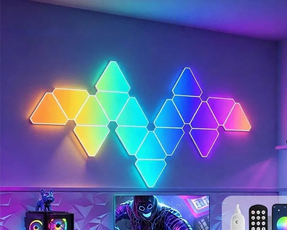 Set de Luces LED Inteligentes Triangulares RGB para Decoración Gaming