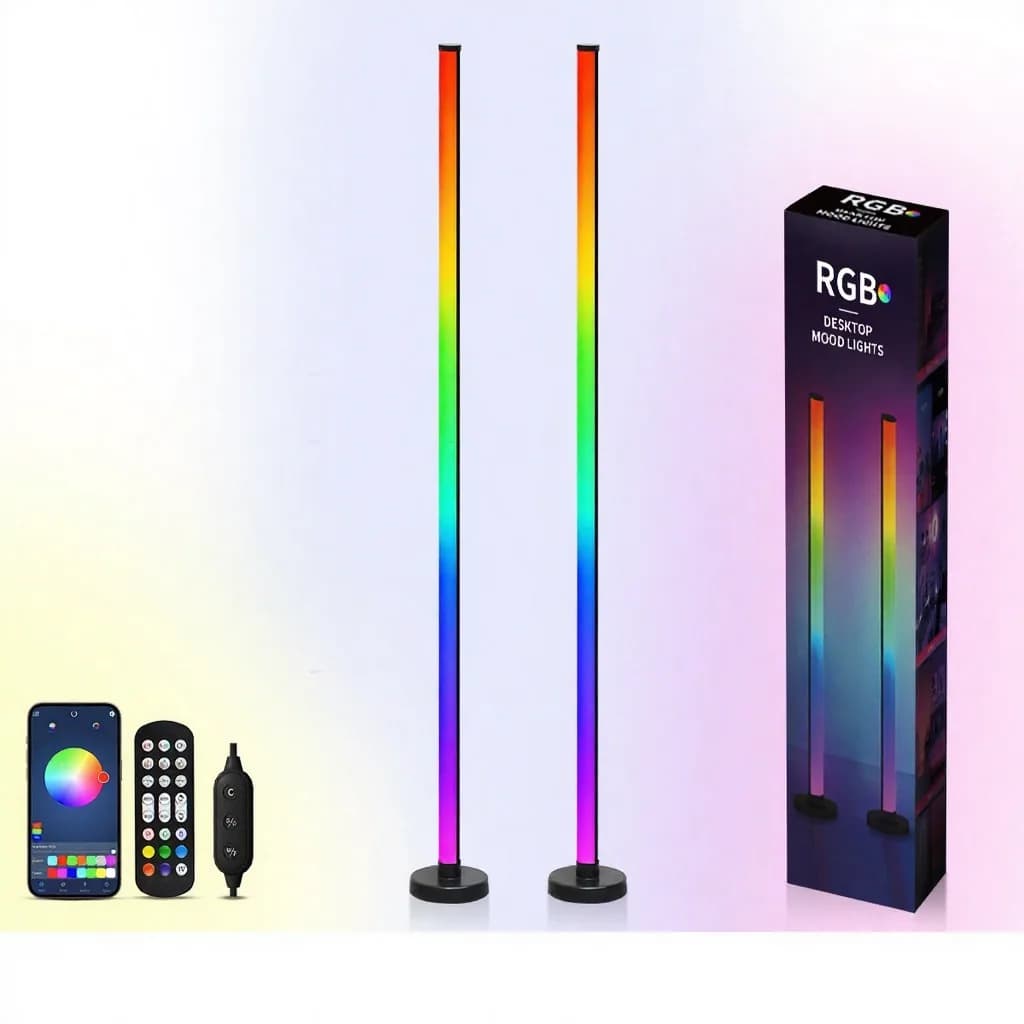 Lámpara de pie RGB con sincronización musical, control por app y mando