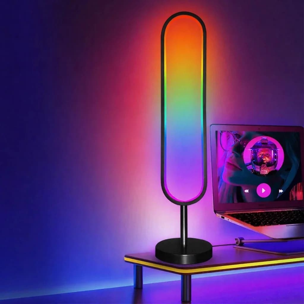Lámpara de pie RGB en forma de U con luz reactiva al sonido y control por app
