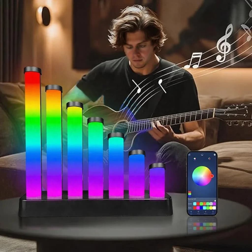 Lámpara de escritorio LED RGB reactiva al sonido con control por app