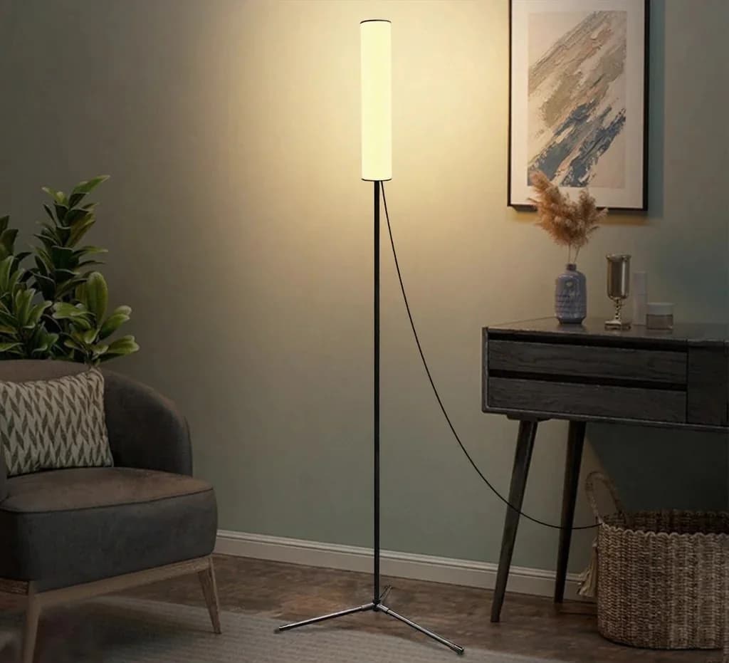 Lámpara de pie LED de altura ajustable con base de trípode y tres modos de color