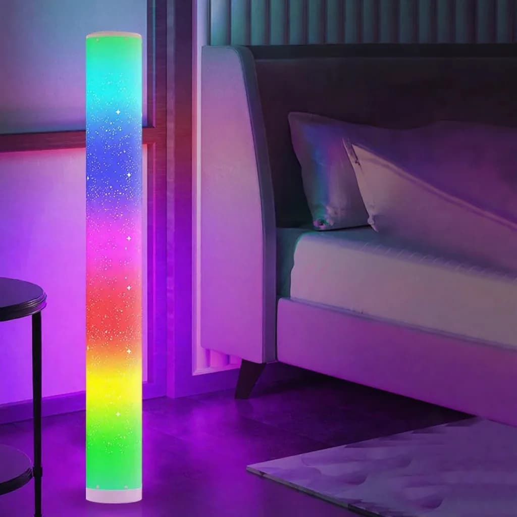 Lámpara de pie LED RGB con patrón de estrellas, mando y control por app