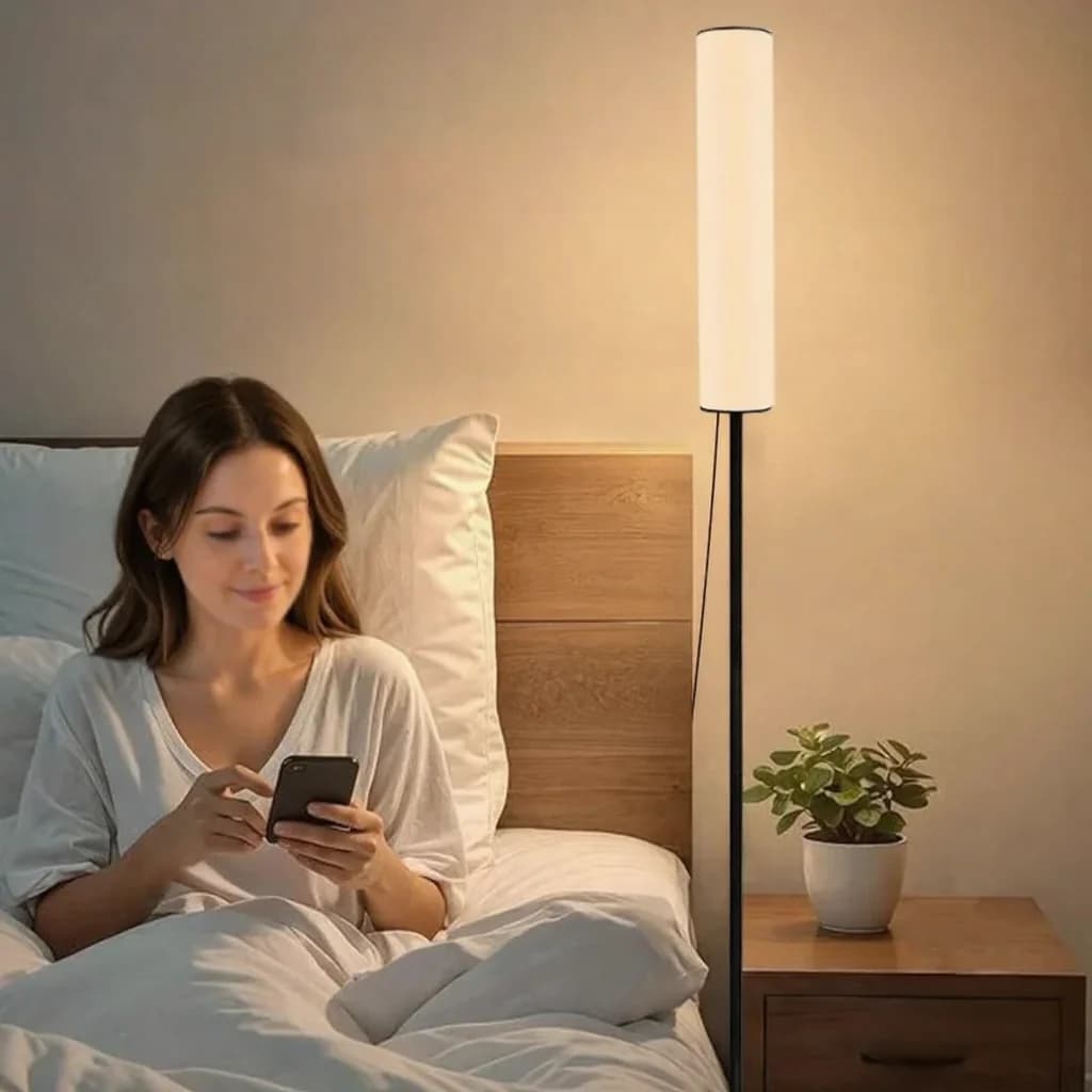 Lámpara de pie LED de altura ajustable con base de trípode y tres modos de color