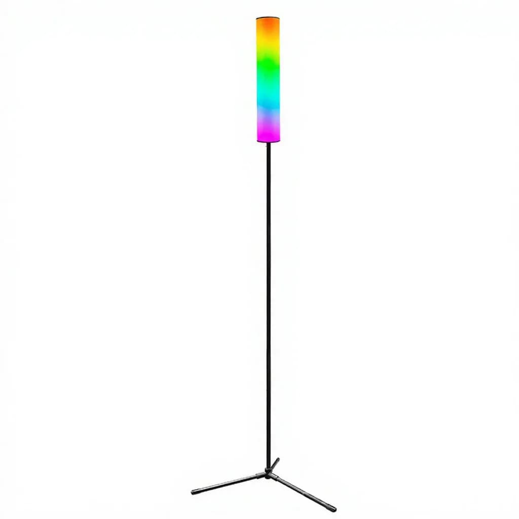 Lámpara de pie trípode LED RGB con mando a distancia para dormitorio y salón