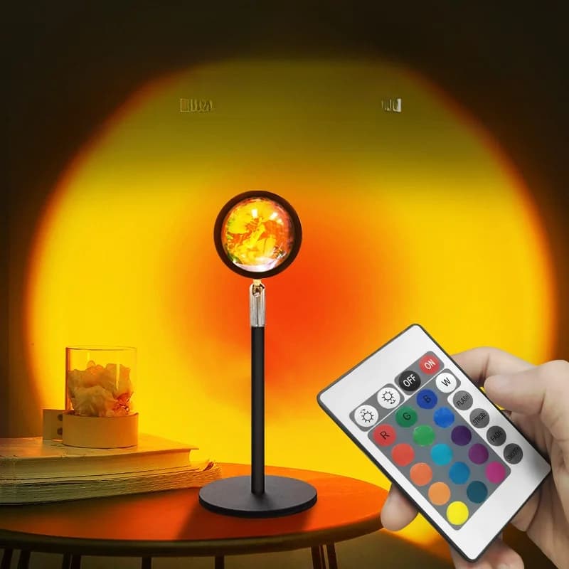 Lámpara de proyección USB efecto atardecer RGB para decoración de escritorio