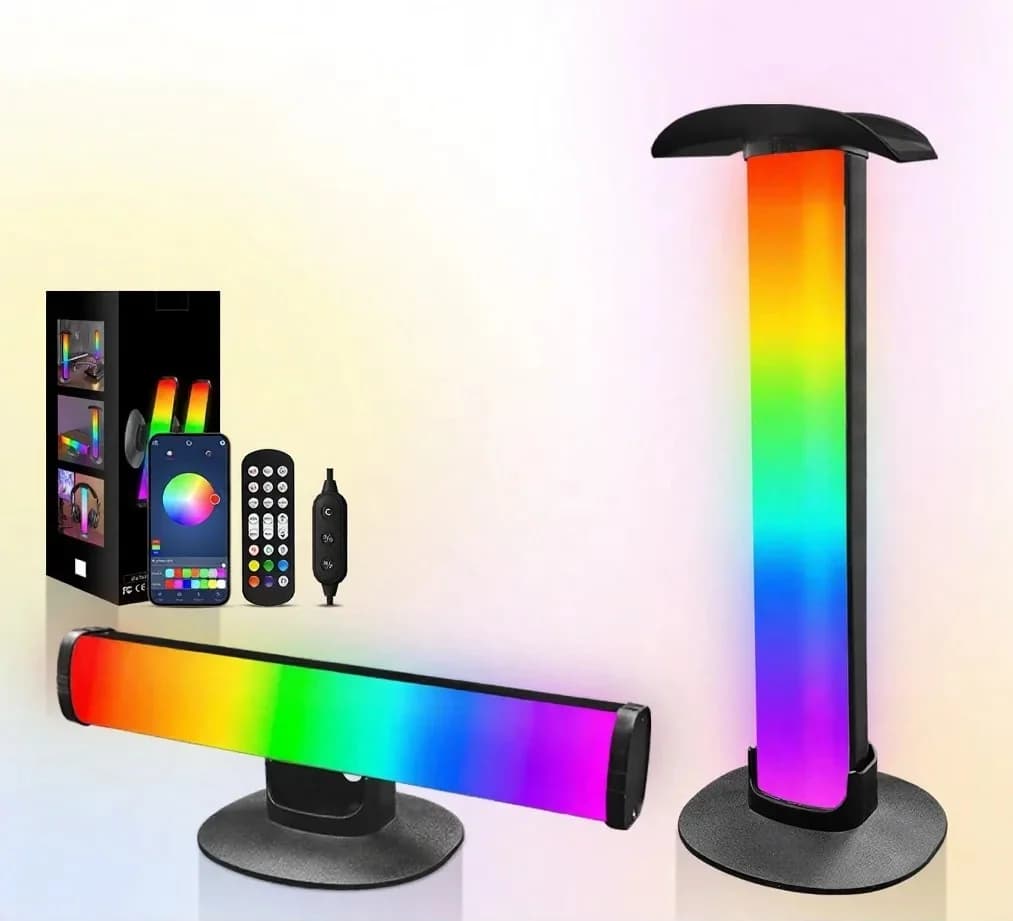Lámpara de ambiente RGB para gaming con soporte para auriculares y sincronización de sonido