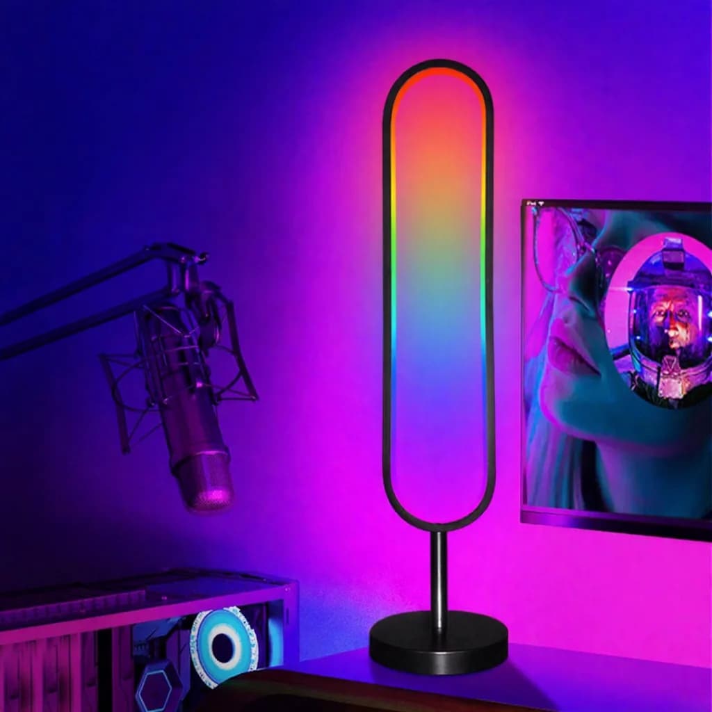 Lámpara de pie RGB en forma de U con luz reactiva al sonido y control por app
