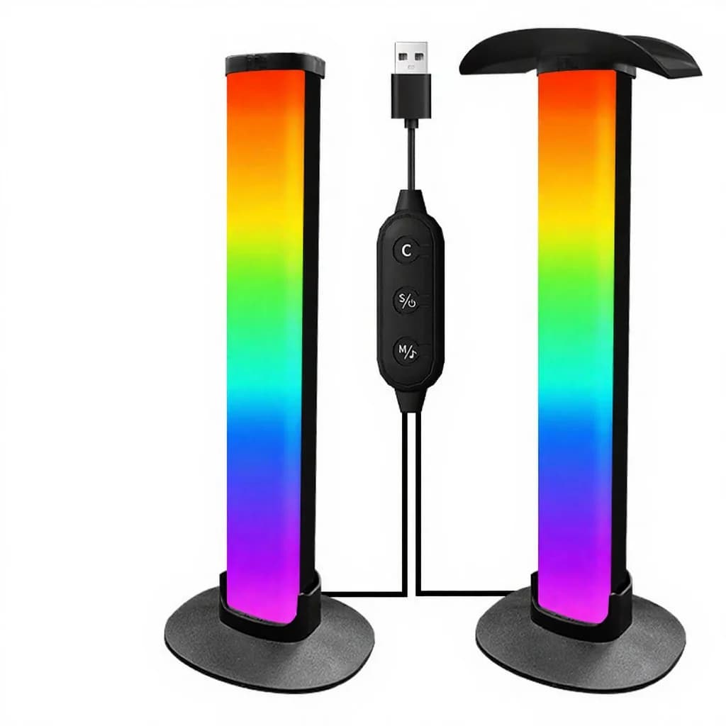 Lámpara de ambiente RGB para gaming con soporte para auriculares y sincronización de sonido