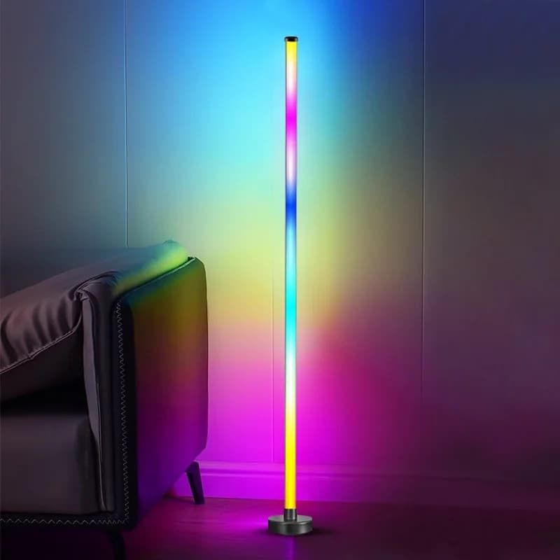 Lámpara de Pie Esquinera LED RGB con Sync Musical, Control por App y Mando