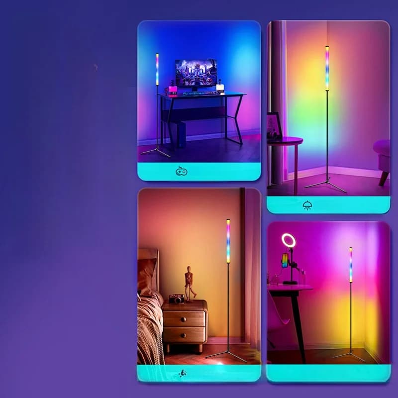 Lámpara de pie con cambio de color RGB, sincronización musical y control por app