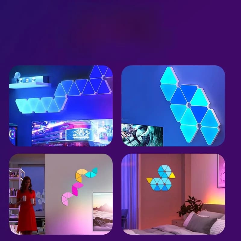 Set de Luces LED Inteligentes Triangulares RGB para Decoración Gaming