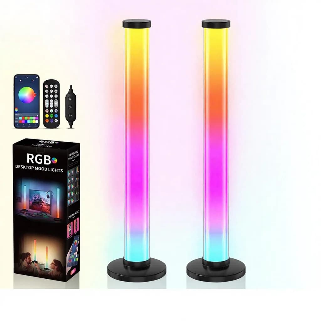 Lámpara de escritorio RGB reactiva al sonido 360° con control por app y mando