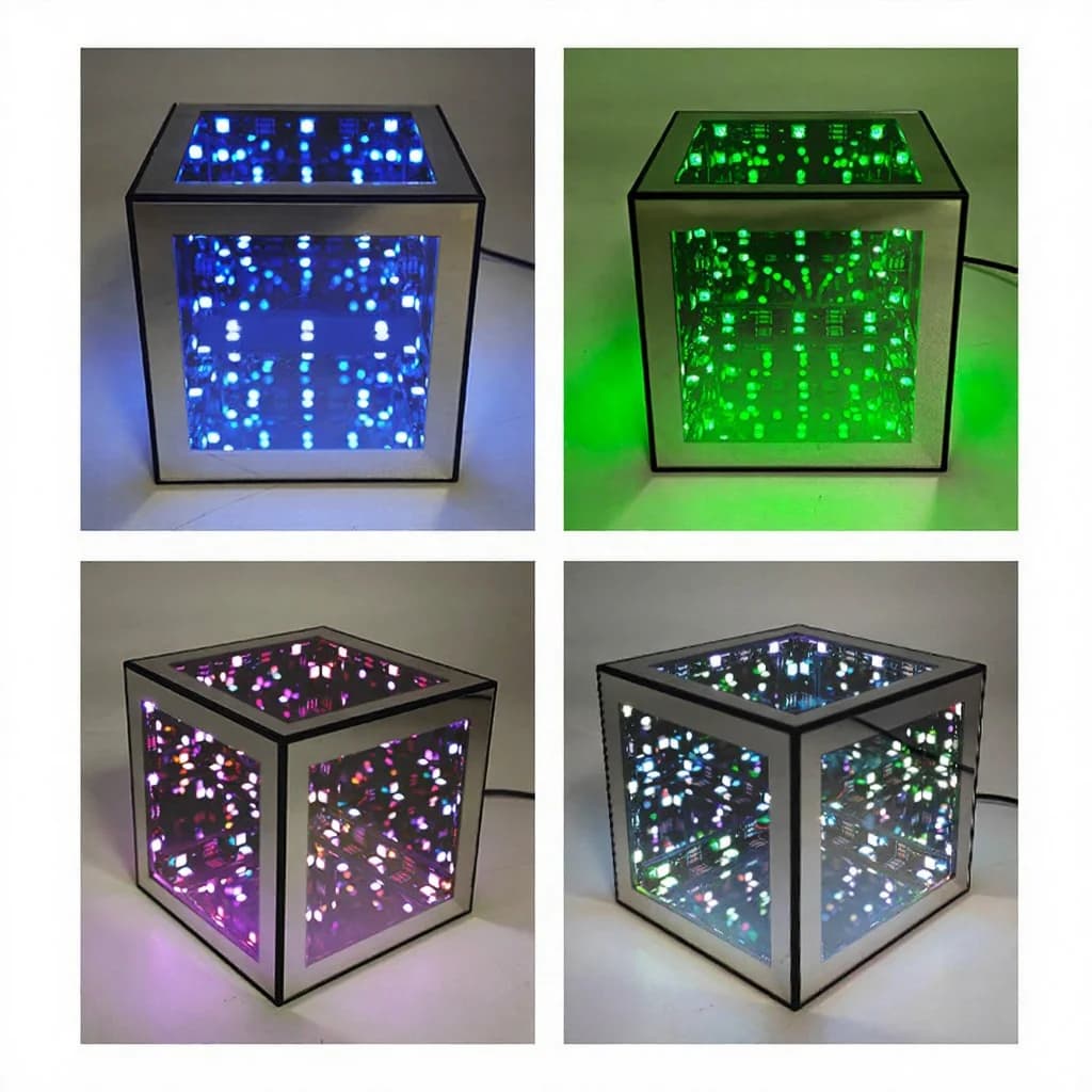 Lámpara cubo infinito 3D luz ambiental RGB con modo reactivo al sonido