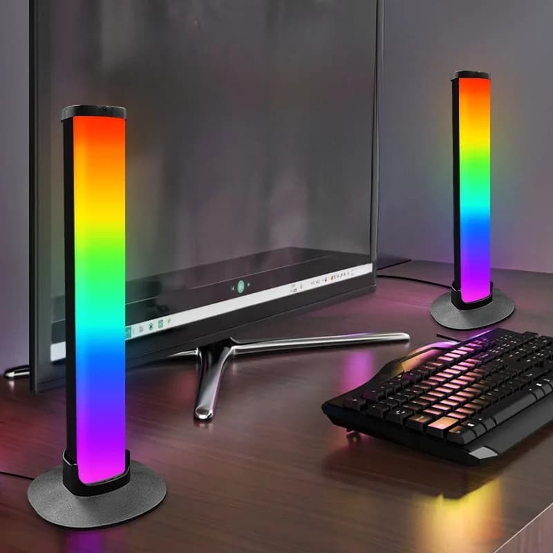 Lámpara de ambiente RGB para gaming con soporte para auriculares y sincronización de sonido