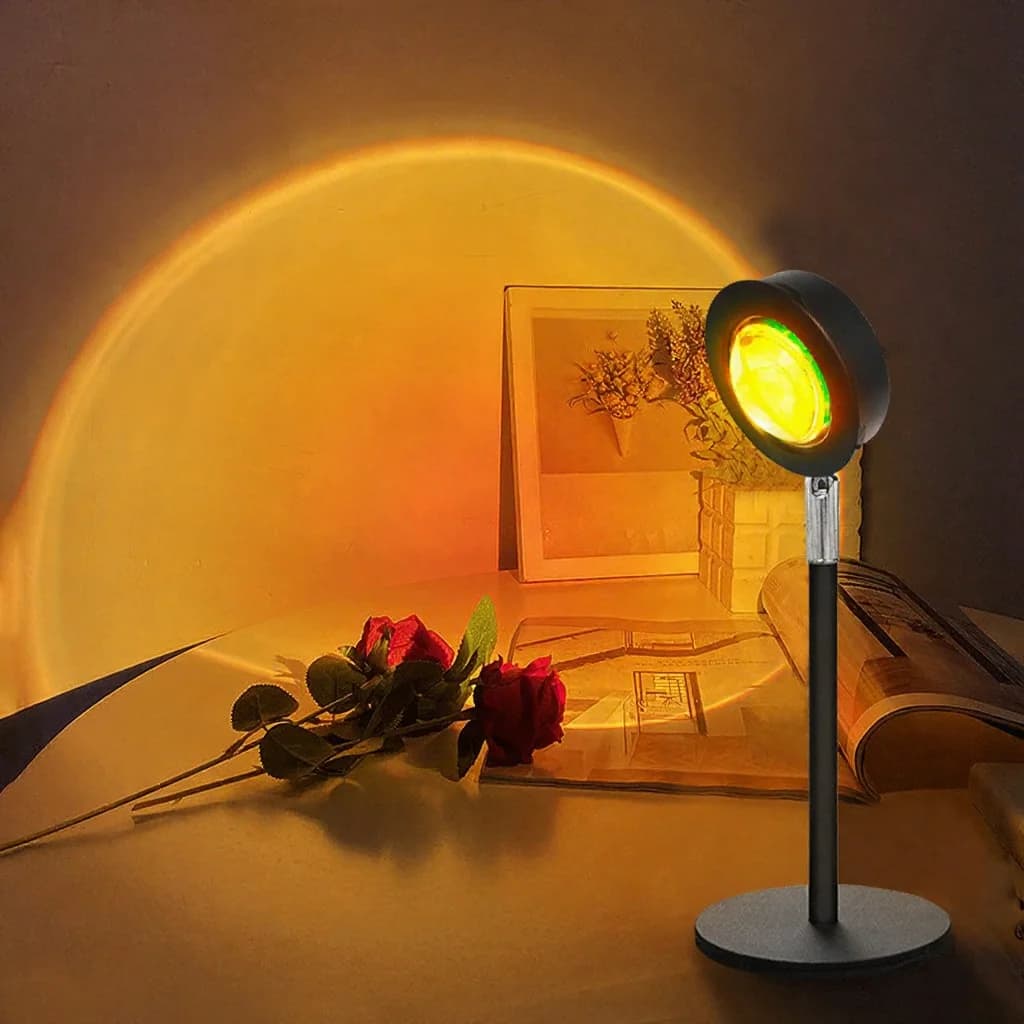 Lámpara de proyección USB efecto atardecer RGB para decoración de escritorio