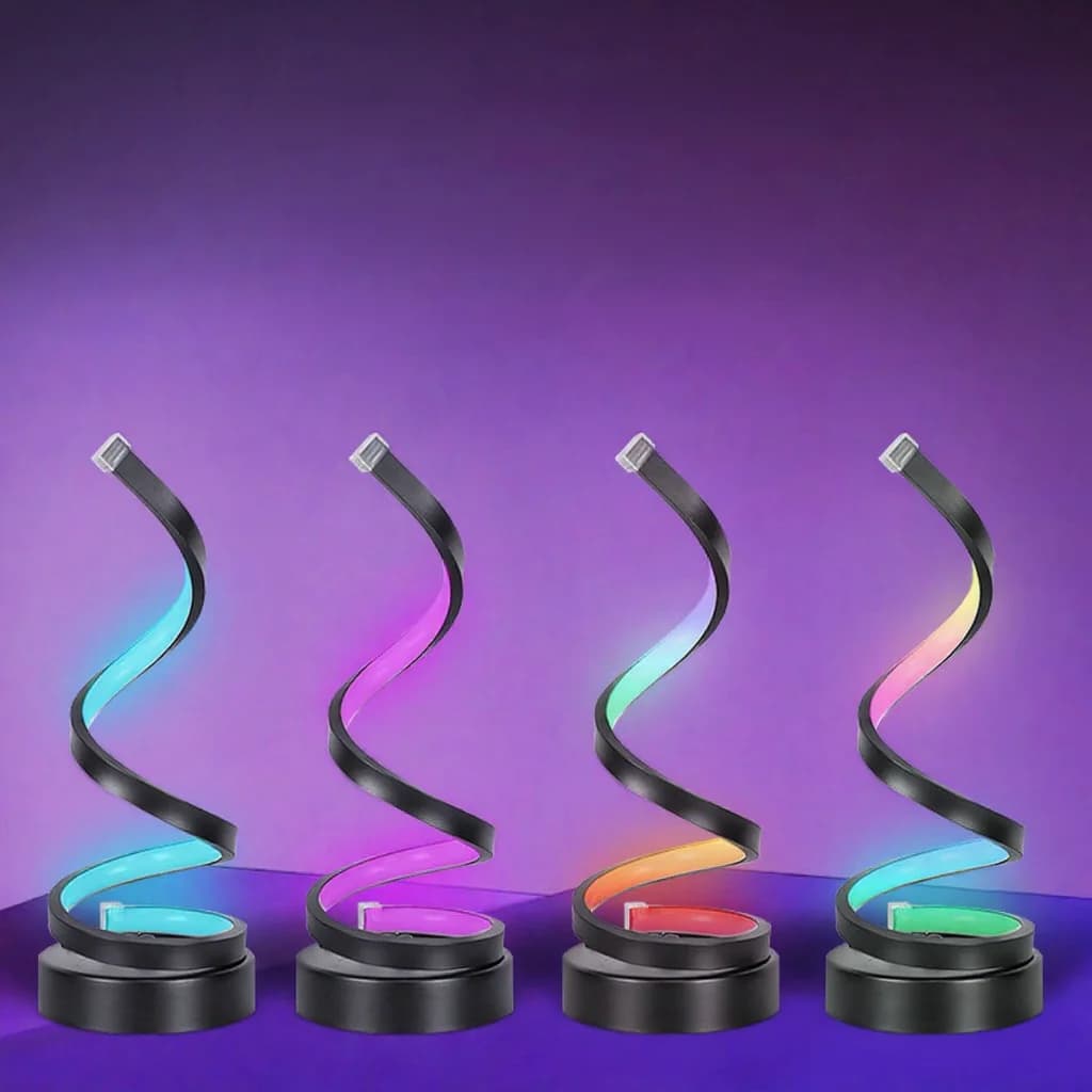 Lámpara ambiental RGB en espiral con luz reactiva al sonido y control por app