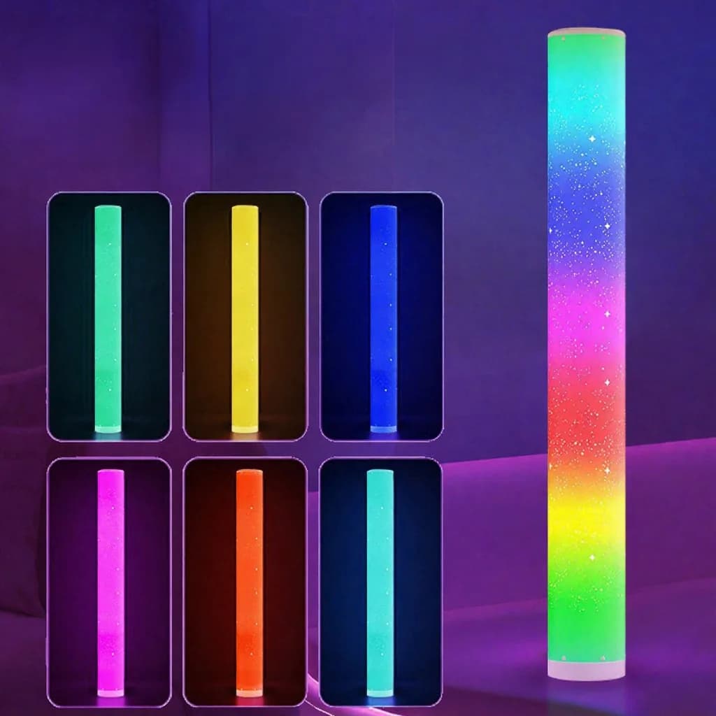 Lámpara de pie LED RGB con patrón de estrellas, mando y control por app