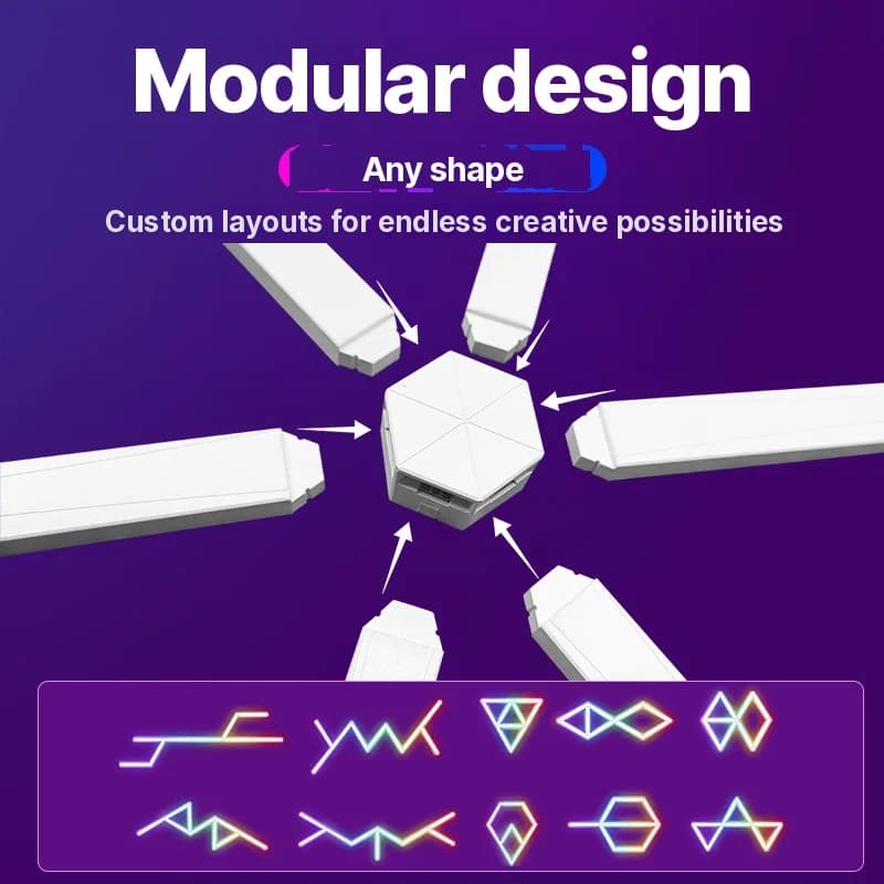 Luces de pared LED RGB inteligentes componibles con control por app y sincronización musical