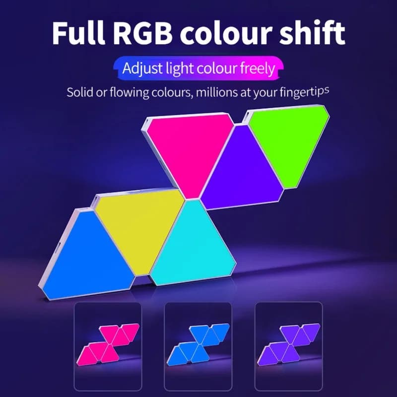 Set de Luces LED Inteligentes Triangulares RGB para Decoración Gaming