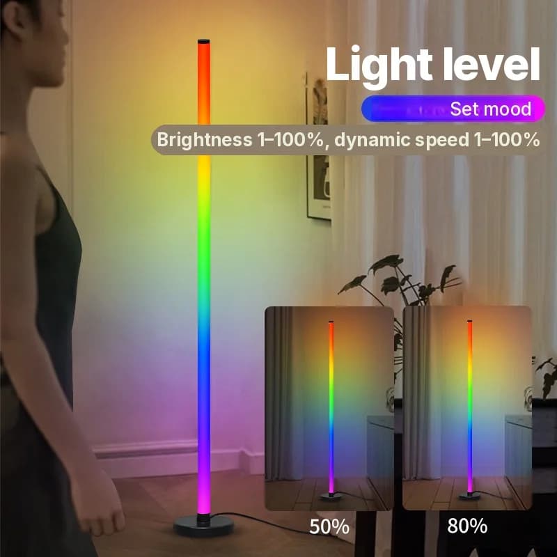 Lámpara de pie modular RGB con sincronización musical y control por app