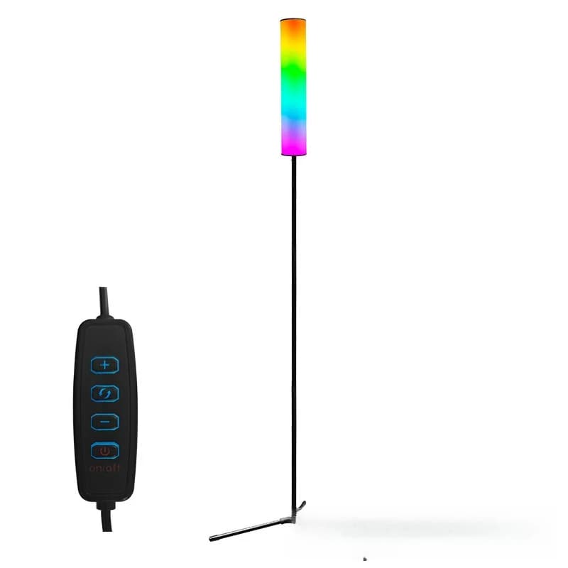 Lámpara de pie trípode LED RGB con mando a distancia para dormitorio y salón