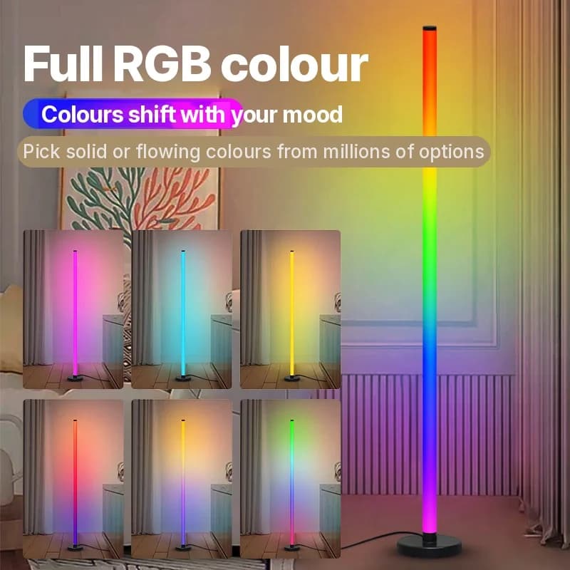 Lámpara de pie modular RGB con sincronización musical y control por app