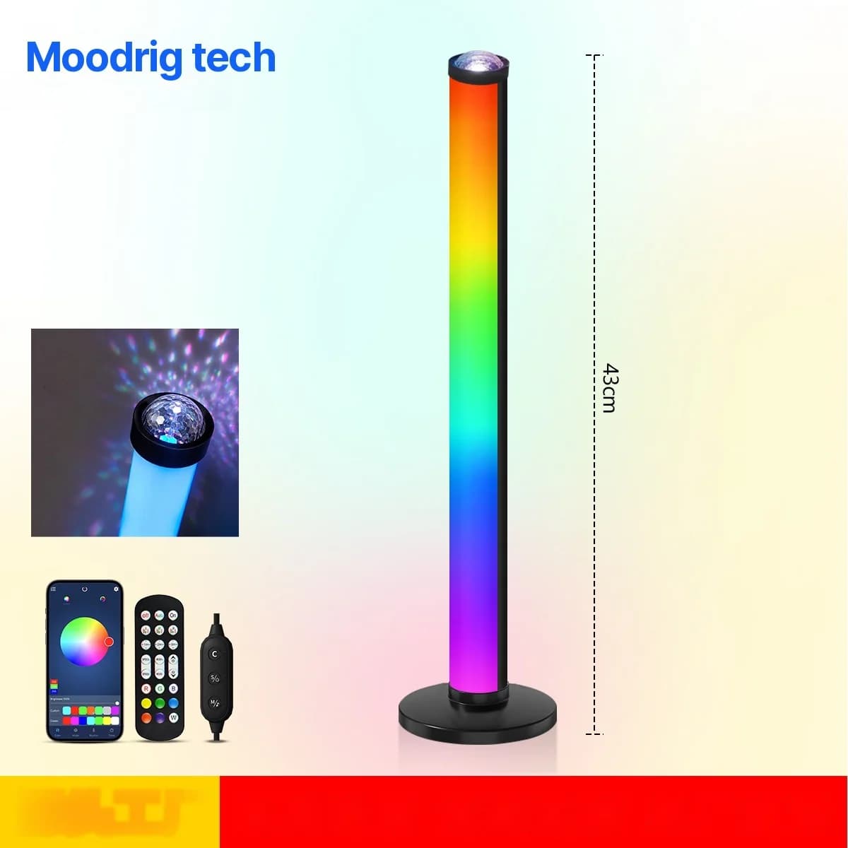 Lámpara de atmósfera con proyección RGB, sincronización musical y mando
