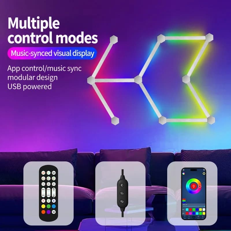 Luces de pared LED RGB inteligentes componibles con control por app y sincronización musical