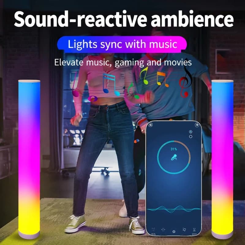 Lámpara de pie RGB con mando y control por app para sala de juegos