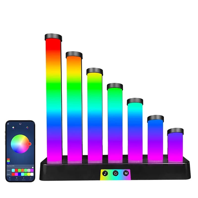 Lámpara de escritorio LED RGB reactiva al sonido con control por app